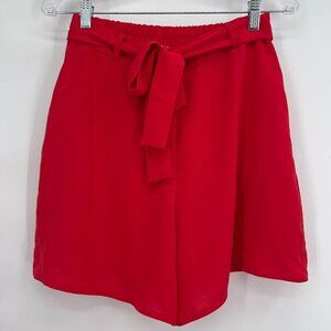 ZARA Red High-Waisted Belted Shorts Women’s Medium M